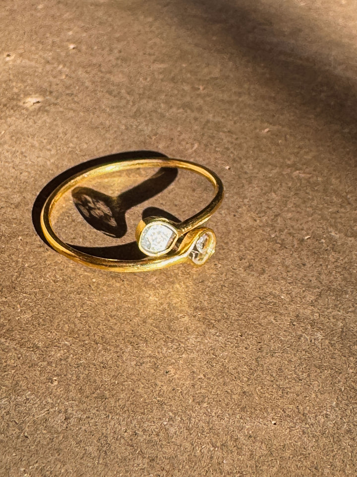 Image for Petal to the Metal Two Diamond Slice Adjustable Ring