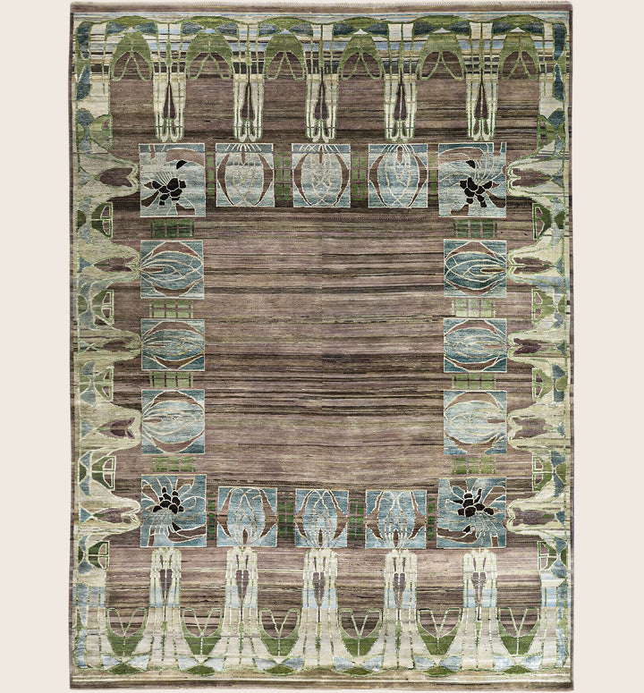 Image for Brown Pink Alchemy Traditional Wool Silk Blend Rug - 8'10" x 12'1"