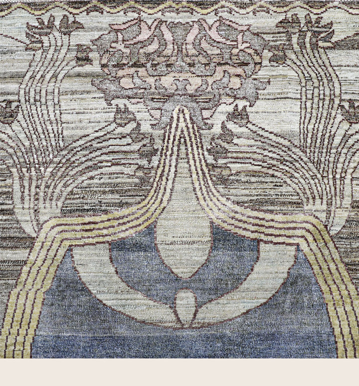 Image for Brown Blue Alchemy Traditional Wool Silk Blend Rug - 8'1" x 9'9"