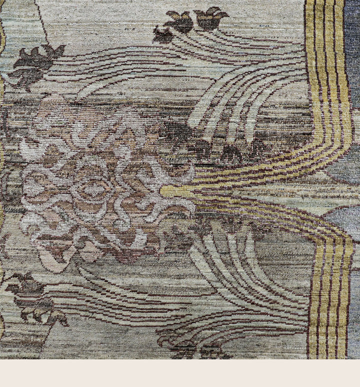 Image for Brown Blue Alchemy Traditional Wool Silk Blend Rug - 8'1" x 9'9"