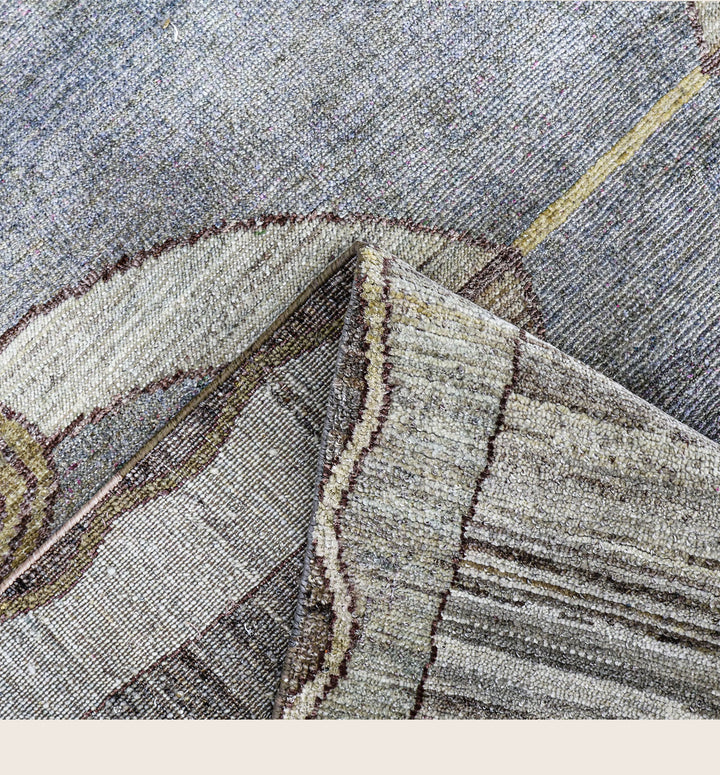 Image for Brown Blue Alchemy Traditional Wool Silk Blend Rug - 8'1" x 9'9"