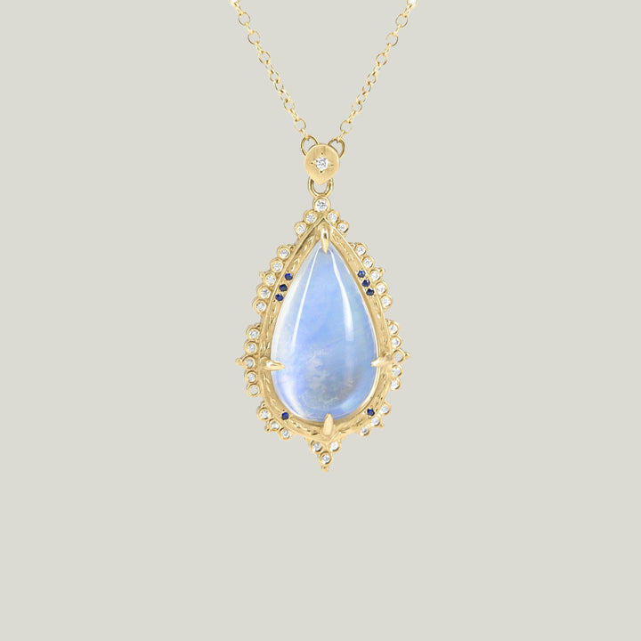 Image for Teardrop Moonstone and Diamond Pendant Necklace