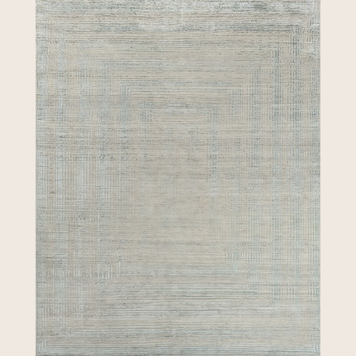 Image for Blue Grey Contemporary Wool Silk Blend Rug - 8'0" x 9'10"