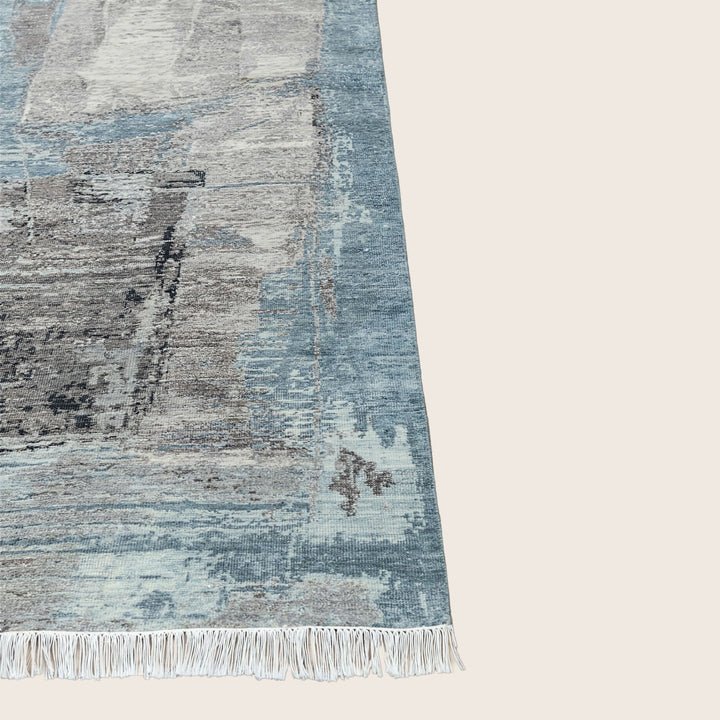 Image for Blue Grey Contemporary Wool Silk Blend Rug - 8'1" x 9'11"