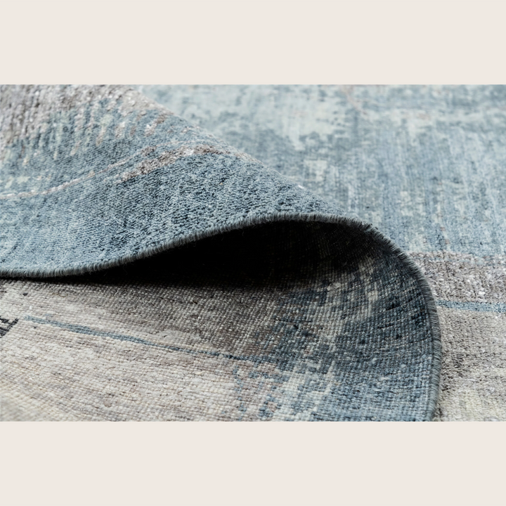 Image for Blue Grey Contemporary Wool Silk Blend Rug - 8'1" x 9'11"