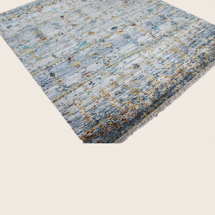 Image for Blue Yellow Transitional Wool Silk Blend Rug - 8'1" x 10'2"