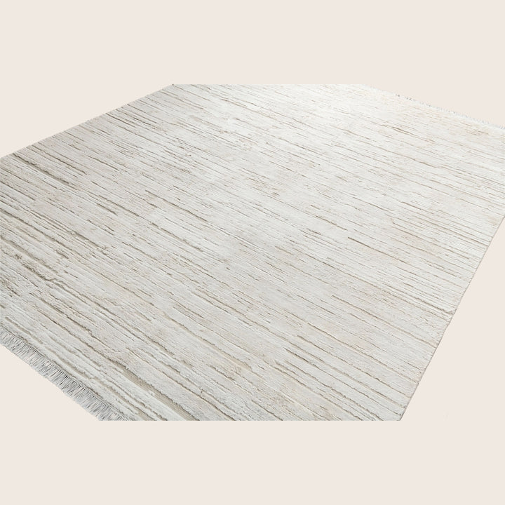 Image for White Textured Wool Silk Blend Rug - 8'1" x 10'0"