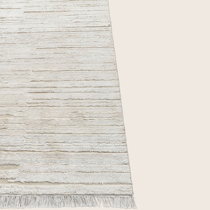 Image for White Textured Wool Silk Blend Rug - 8'1" x 10'0"