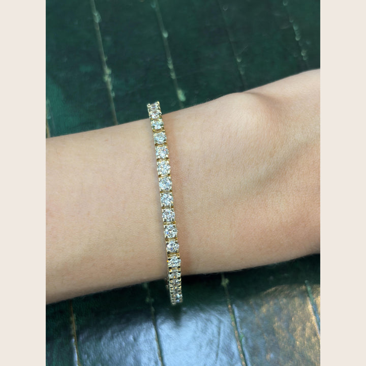 Image for Vintage 14K Yellow Gold Diamond Tennis Bracelet