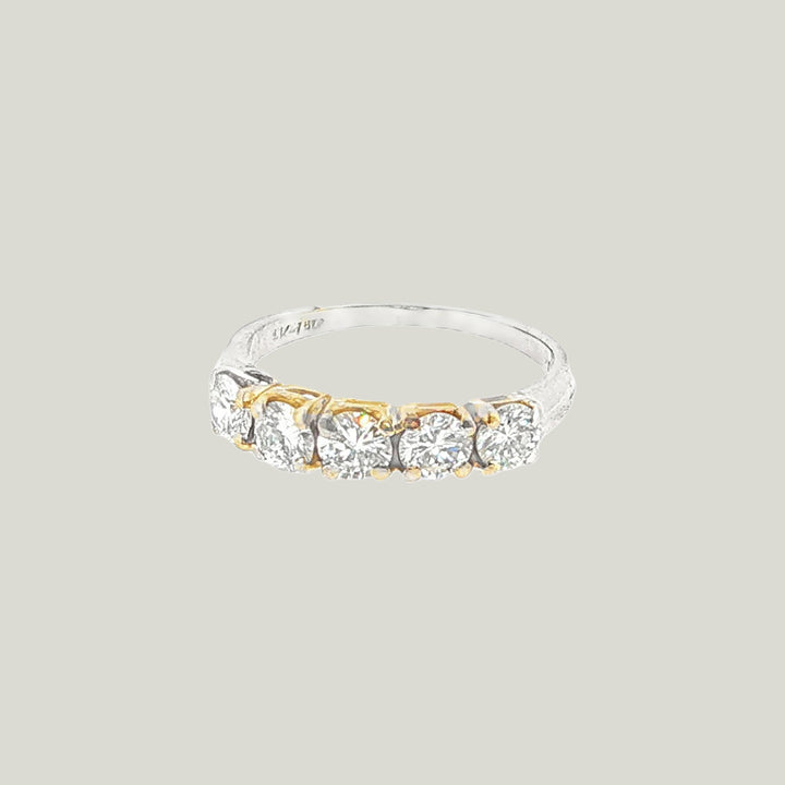 Image for Vintage 14K Gold Five-Diamond White Gold Ring