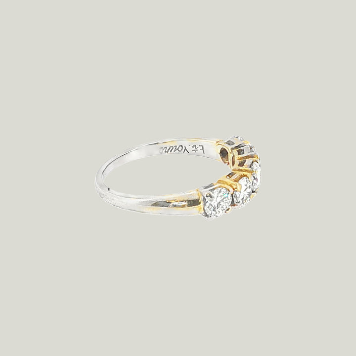 Image for Vintage 14K Gold Five-Diamond White Gold Ring