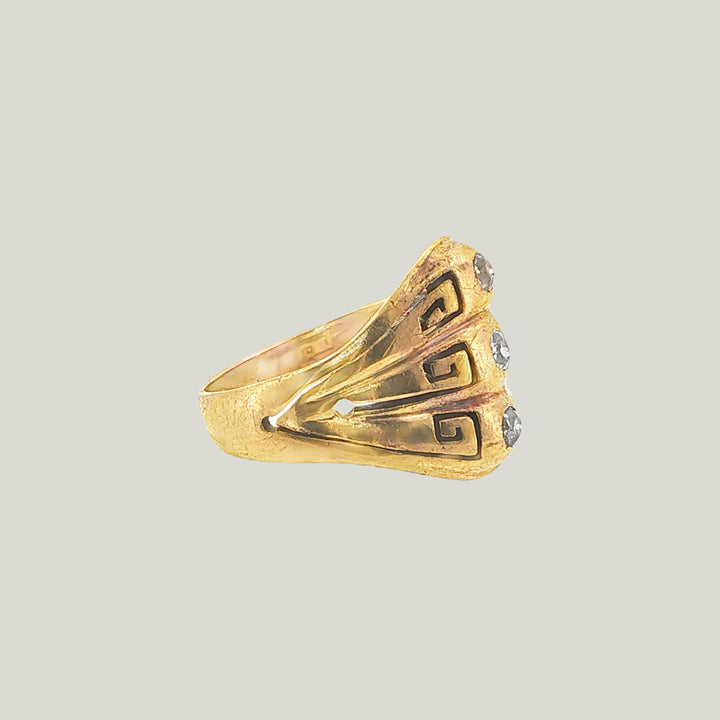 Image for Vintage Victorian 14K Yellow Gold Three-Stone Old Mine-Cut Diamond Gypsy Ring