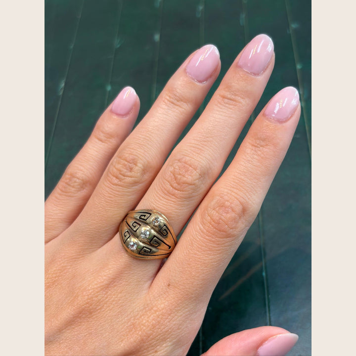 Image for Vintage Victorian 14K Yellow Gold Three-Stone Old Mine-Cut Diamond Gypsy Ring