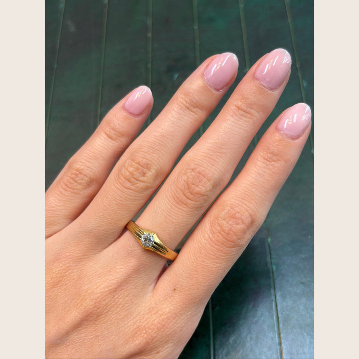 Image for Vintage Victorian Old Mine-Cut Diamond 14K Yellow Gold Gypsy Ring