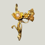 Image for Vintage Art Nouveau 18K Yellow Gold Flower Natural Pearl Charm Pendant