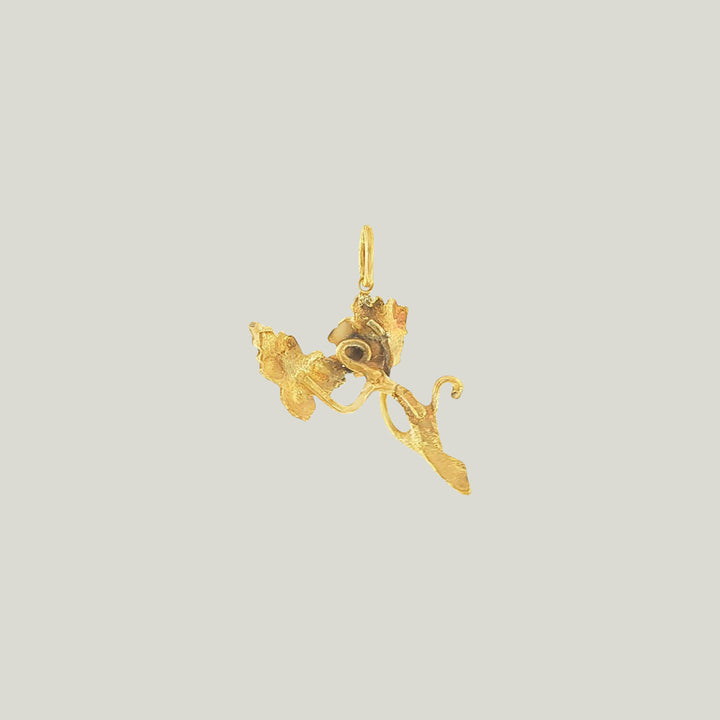 Image for Vintage Art Nouveau 18K Yellow Gold Flower Natural Pearl Charm Pendant