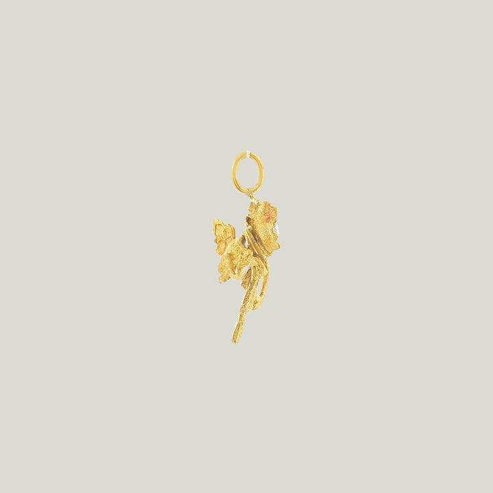 Image for Vintage Art Nouveau 18K Yellow Gold Flower Natural Pearl Charm Pendant