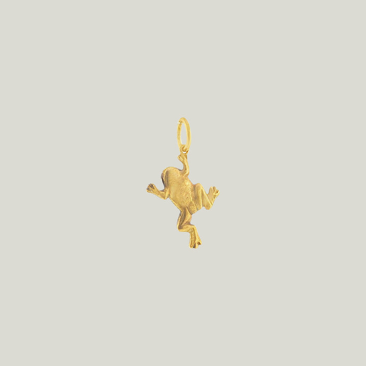 Image for Vintage Art Nouveau 14K Yellow Gold Ruby Frog Charm Pendant
