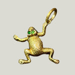Image for Vintage  Art Nouveau 14K Yellow Gold Emerald Frog Charm Pendant