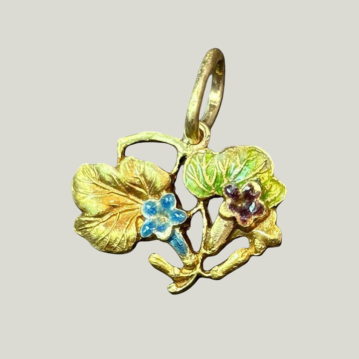 Image for Vintage Art Nouveau Gold Leafs Charm Pendant