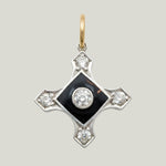 Image for Vintage Art Deco Platinum Diamond Enamel Cross Charm Pendant