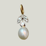 Image for Vintage Art Deco Platinum Diamond Natural Pearl Charm Pendant