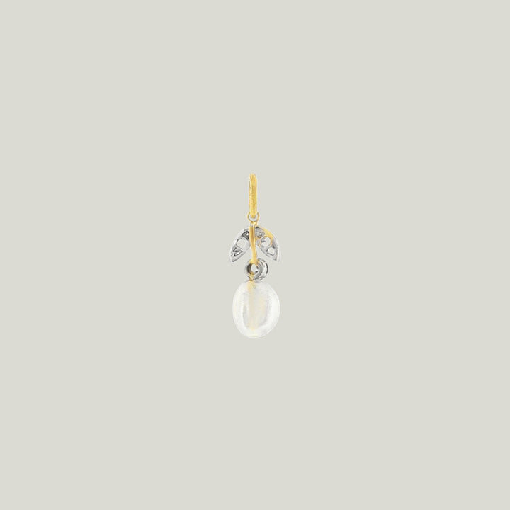 Image for Vintage Art Deco Platinum Diamond Natural Pearl Charm Pendant