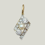 Image for Vintage Art Deco Platinum Diamond Natural Pearl Charm Pendant