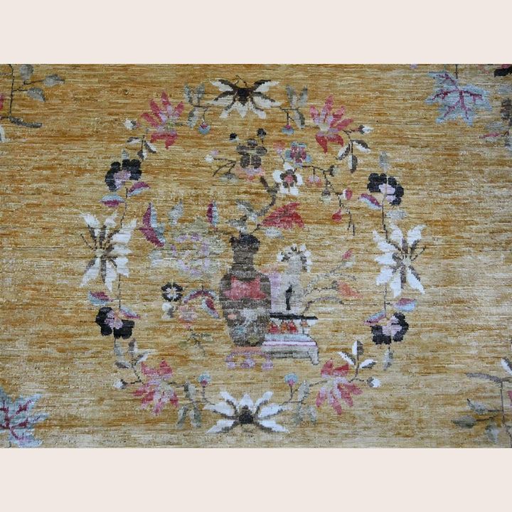 Image for Golden Brown Chinese Deco Wool Rug - 8' x 9'7"