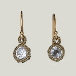 Caged White CZ with Gold Cord Small Earrings
