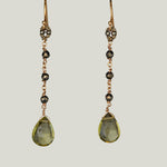 Woven Gold Cord Bale with Pyrite, Lemon Quartz Drop and Gold Chain Earrings