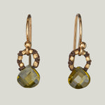 Woven Brown Silk Cord with 14K Gold Vermeil Beads and Olive Drop Earrings