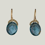 Woven Gold Cord Bale with Aquamarine Quartz Oval Drop Earrings