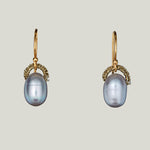 Woven Gold Cord Bale with Silver Pearl Drop Medium Earrings
