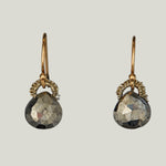 Woven Gold Cord with Pyrite Drop Small Earrings