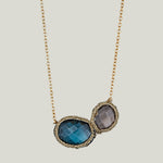 Caged London Blue Quartz and Smokey Quartz Necklace