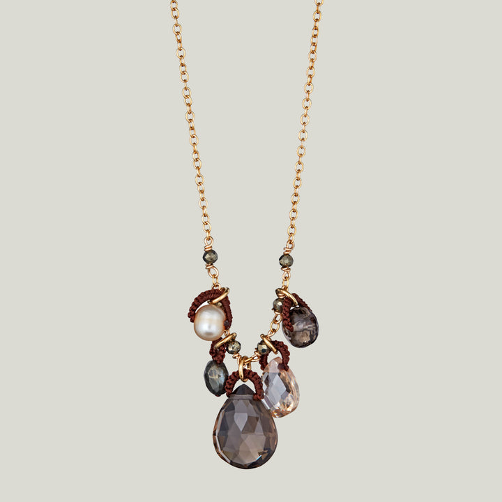 Woven Brown Silk Cord Necklace