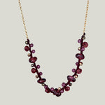 Woven Wine Silk Cord with Garnet, Pyrite and Gold Pyrite Necklace
