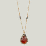 Caged Garnet Quartz and Pyrite Gold Chain Necklace