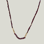 Woven Wine Silk Cord Garnet Necklace