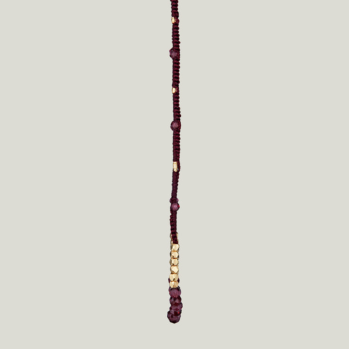 Woven Wine Silk Cord Garnet Necklace