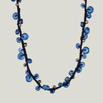 Woven Navy Silk Cord with Kyanite and Pyrite Necklace