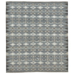 Blue Grey Swedish Inspired Dhurrie Wool Rug - 8' x 10'