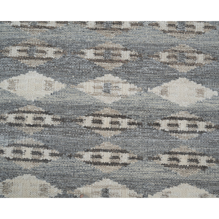 Blue Grey Swedish Inspired Dhurrie Wool Rug - 8' x 10'