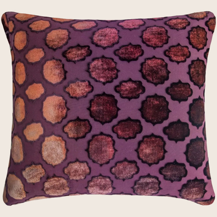 Mod Fretwork Velvet Pillow, Wildberry
