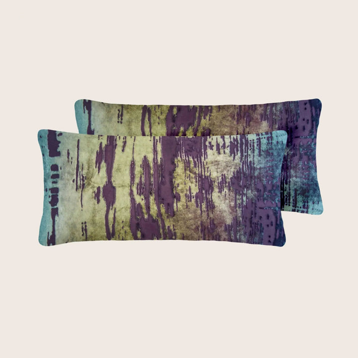Mini Brushstroke Velvet Lumbar Pillows, Set of 2