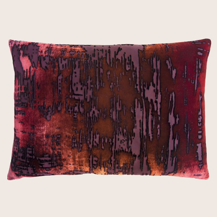 Brushstroke Velvet Lumbar Pillow, Wildberry