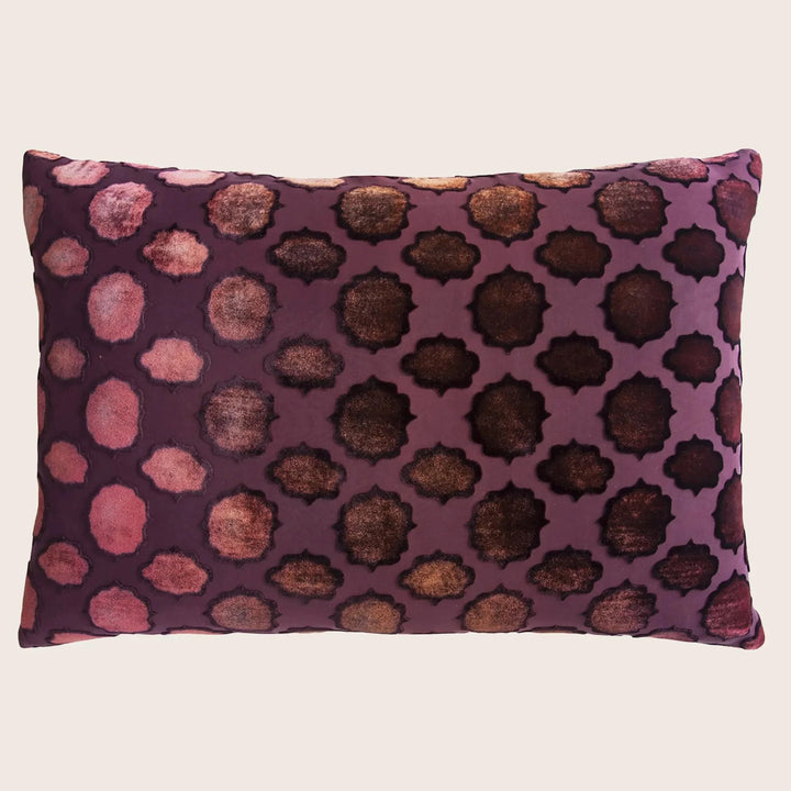 Mod Fretwork Velvet Pillow, Wildberry
