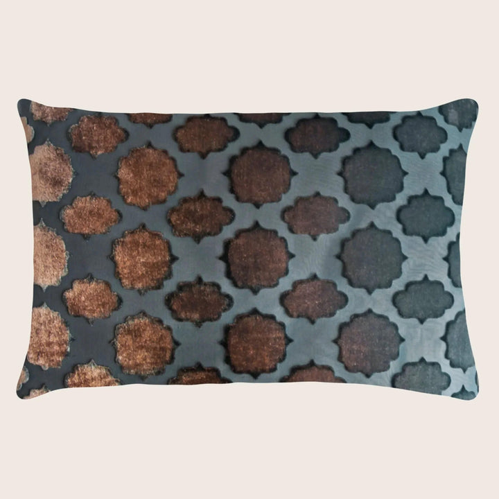 Mod Fretwork Velvet Pillow, Gunmetal
