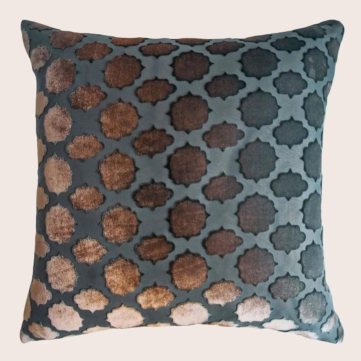 Mod Fretwork Velvet Pillow, Gunmetal